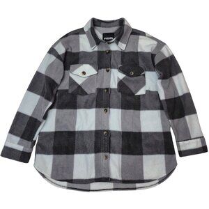 RSQ Mens XL Flannel Jacket Plaid Button Front Shirt Jacket White/Gray